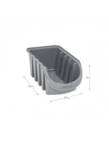 Caixa Logística Plástica Empilhável 34x20x16cm 7L Cinza