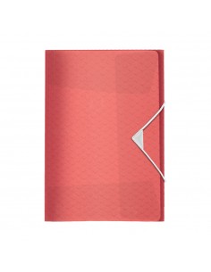 Pasta Plástico c/Elásticos A4 3 Abas Vermelho Coral