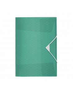 Pasta Plástico c/Elásticos A4 3 Abas Verde Água