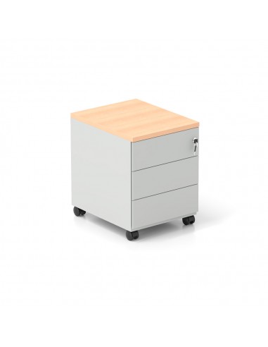 Bloco Rodado 3 Gavetas c/ Rodas 410x515x520mm Cinza/Faia