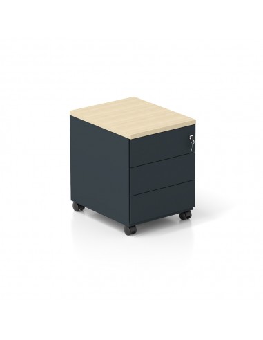 Bloco Rodado 3 Gavetas c/ Rodas 410x515x520mm Cinza/Carvalho