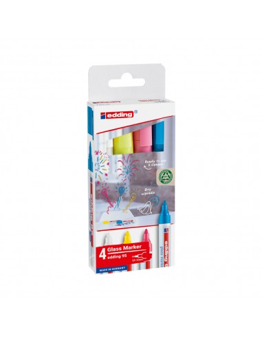 Marcador Quadros Vidro Edding 95 1,5-3mm 4 Cores Br Am Rs Az