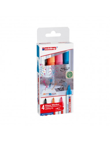 Marcador Quadros Vidro Edding 95 1,5-3mm 4 Cores Pt Lr Rs Az