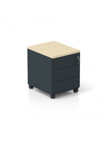 Bloco Rodado 3 Gavetas c/Rodas 415x515x575mm Cinza/Carvalho