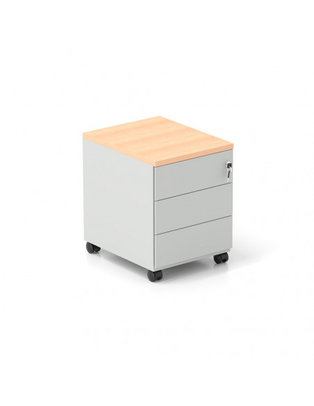 Bloco Rodado 3 Gavetas c/Rodas 330x550x575mm Cinza/Faia
