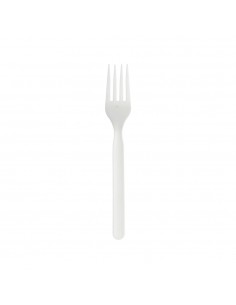 Garfos C-PLA Reutilizáveis 17cm Branco 100un