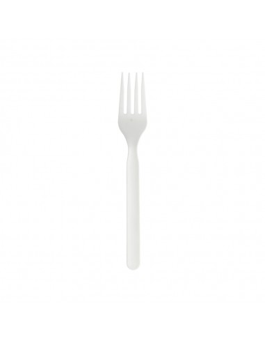 Garfos C-PLA Reutilizáveis 17cm Branco 100un