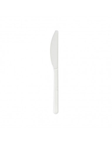 Facas C-PLA Reutilizáveis 18cm Branco 100un