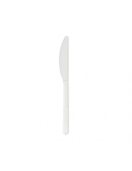 Facas C-PLA Reutilizáveis 18cm Branco 100un