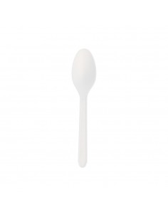 Colheres Sobremesa C-PLA Reutilizáveis 12,5cm Branco 100un