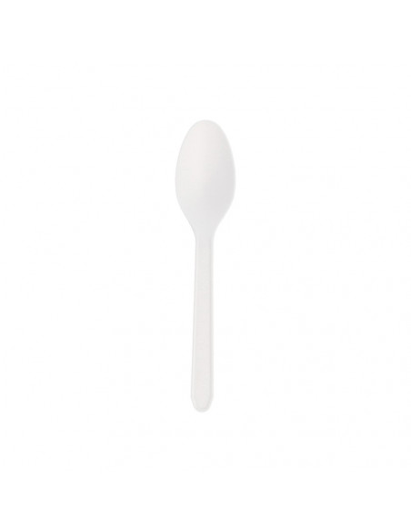 Colheres Sobremesa C-PLA Reutilizáveis 12,5cm Branco 100un