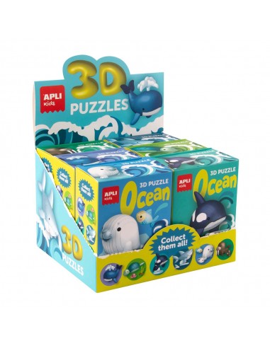 Jogo Puzzle Apli Kids 3D Animais Marinhos Expositor 6un