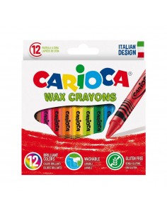 Lápis de Cera 12 Cores Carioca Wax