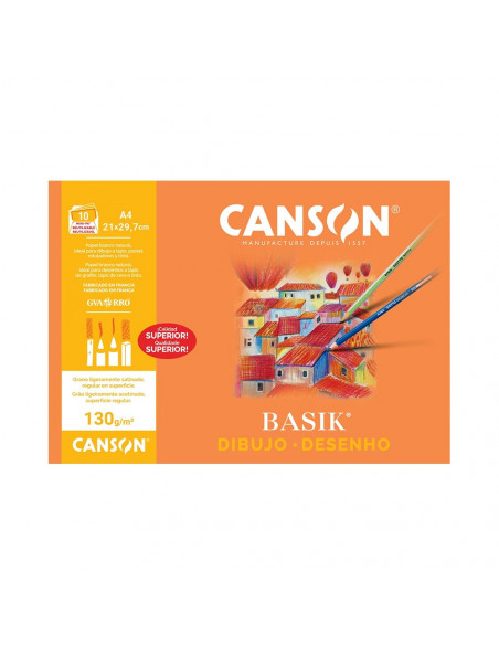 Papel Desenho A4 130gr Canson Basik Minipack 10Fls