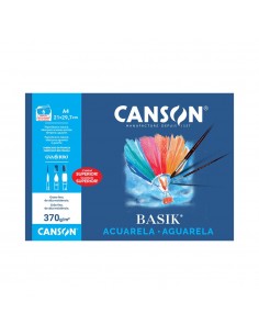 Papel Aguarela A4 370gr Canson Basik Minipack 6Fls
