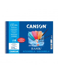 Bloco Aguarela A4+ 370gr Espiralado Canson Basik 10Fls