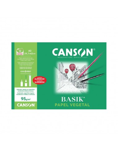 Papel Vegetal A3 95g Canson Basik Minipack 12Fls