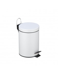 Contentor 05L Metal Aço Revestido Pedal Branco