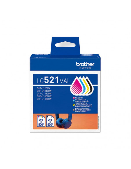Pack Tinteiros Brother LC521VAL 4 Cores 500 Pág.