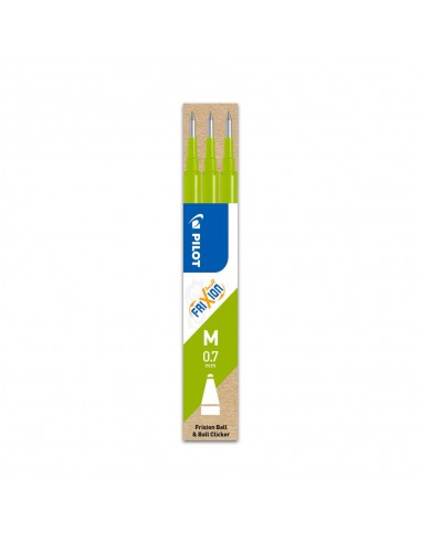 Recarga Gel Pilot Frixion Ball Clicker Verde Lima 0,7mm 3un