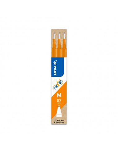 Recarga Gel Pilot Frixion Ball Clicker Laranja 0,7mm 3un