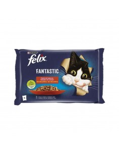 Alimento Húmido para Gato Felix Fantastic Carne 4x85gr