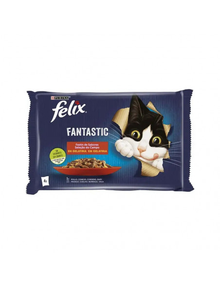 Alimento Húmido para Gato Felix Fantastic Carne 4x85gr