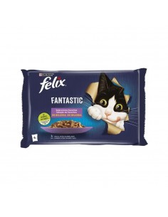 Alimento Húmido para Gato Felix Fantastic Carne/Peixe 4x85gr