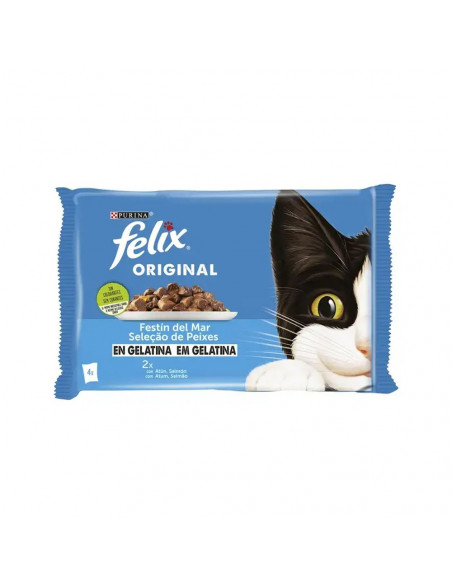 Alimento Húmido para Gato Felix Original Atum/Salmão 4x85gr
