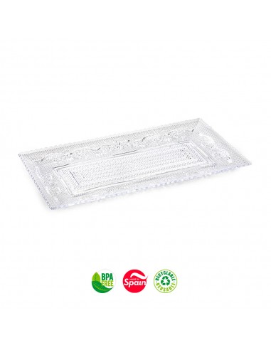 Travessa Plástico Reutilizável Cristal 15x28,5cm