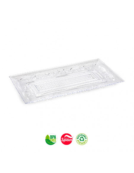 Travessa Plástico Reutilizável Cristal 15x28,5cm