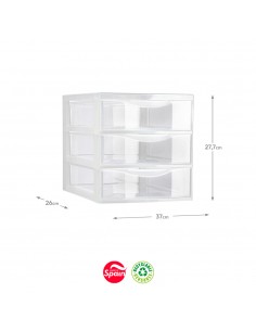 Bloco 3 Gavetas Plástico Easy 37x26x27,7cm Transparente