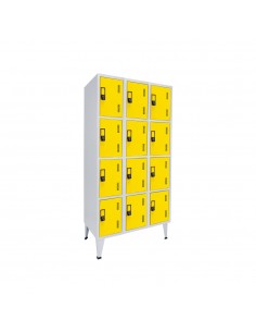 Cacifos Metálicos Triplo 12 Cacifos 900x500x1900mm Amarelo