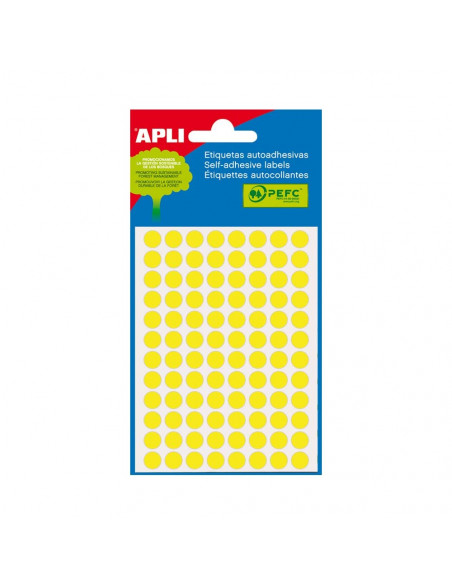 Etiquetas Redondas 08mm Amarelo Fluorescente Apli 288un