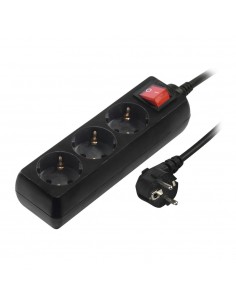 Bloco 3 Tomadas + Interruptor Cabo 1,4m Preto