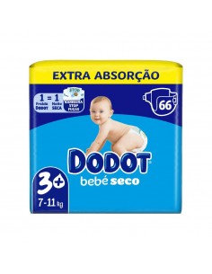 Fraldas Dodot T3+ (7-11kg) Bebé Seco 66un