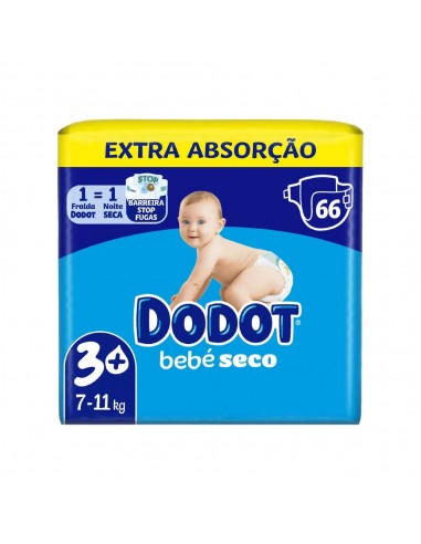 Fraldas Dodot T3+ (7-11kg) Bebé Seco 66un