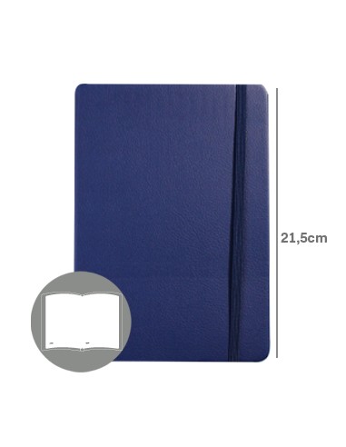 Bloco Notas Liso 21,5x14,5cm Semi Pele Azul 116Fls