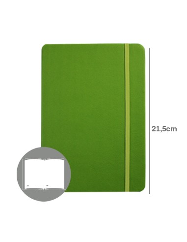 Bloco Notas Liso 21,5x14,5cm Semi Pele Verde 116Fls
