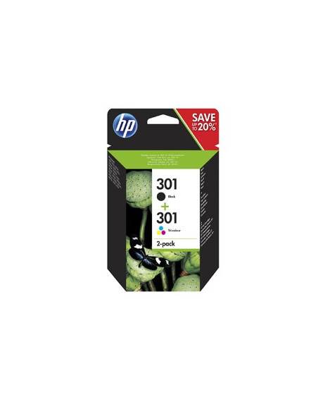 Pack Tinteiros HP 301 Preto/Cor N9J72AE 3ml/3ml