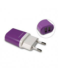 Carregador USB-A 2 Portas 230VAC/5VDC 2A 10W Lilás