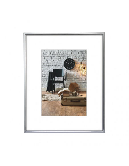 Moldura Plástico 21x29,7cm Sevilla Décor Prata Mate