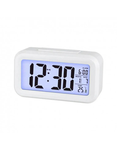 Relógio Despertador Digital LED Branco