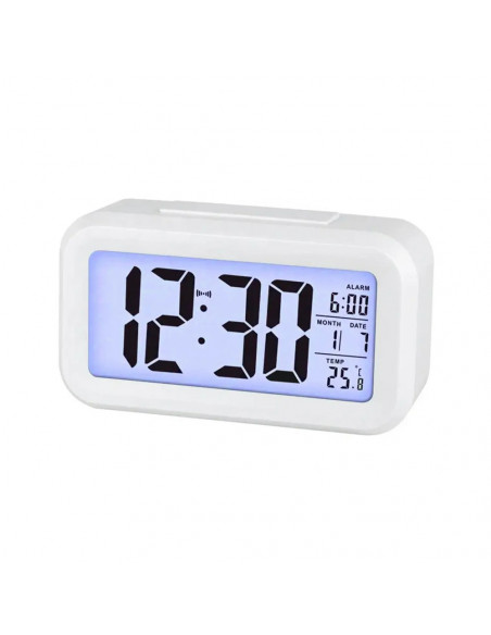 Relógio Despertador Digital LED Branco