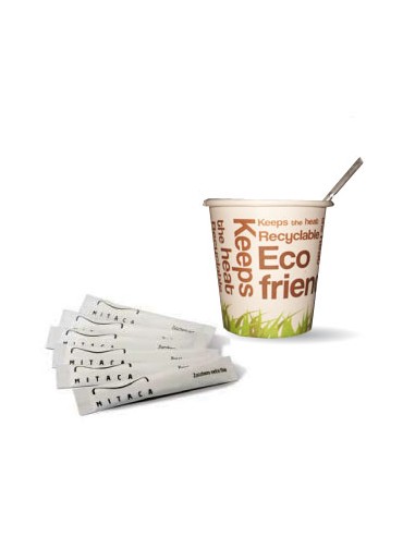 Kit Eco Friendly Copos Papel / Mexedor / Açucar 100un