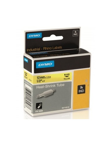 Tubo Termorrectractil Dymo Rhino 12mmx1,5m Amarelo/Preto