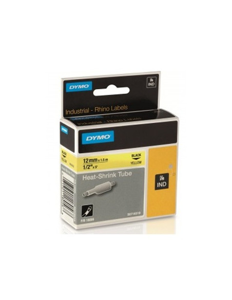 Tubo Termorrectractil Dymo Rhino 12mmx1,5m Amarelo/Preto
