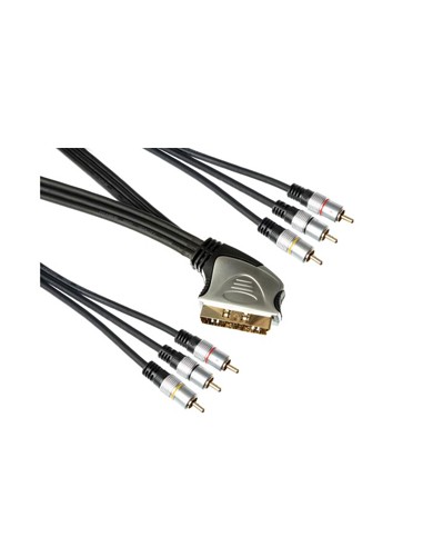 Cabo SCART profissional PARA 4 RCA audio + 2 RCA video 1,5mt