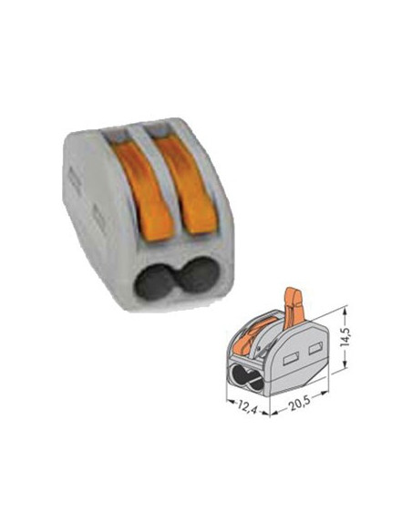 Borne WAGO 2x0.08-4mm Condutores Flexíveis / Rígidos Cinza