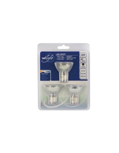 Lampada LED 3.2 W - GU10 - 230 V - 2700 K (Pack 3un)